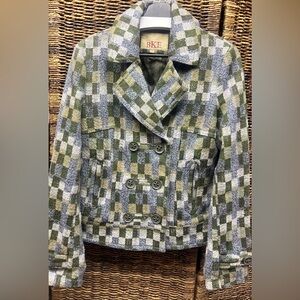 BKE Green and Gray Checkered Women's Jacket- Size: Large
